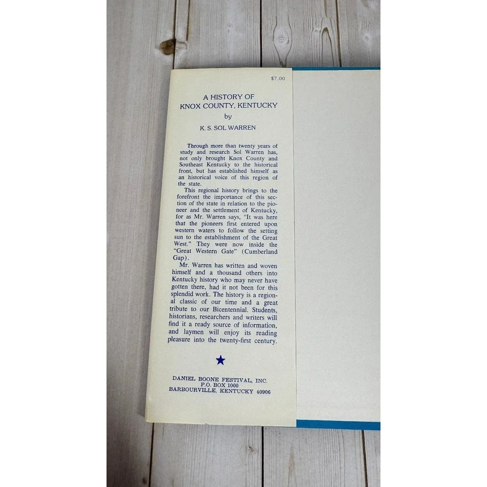 History of Knox County Kentucky K.S. Sol Warren 1976 Bicentennial Signed Local
